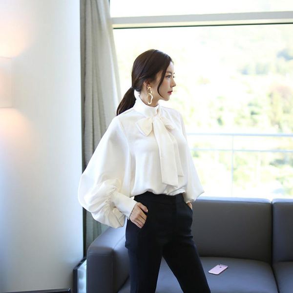 women satin blouses 2021 fashion plus size elegant ol bow tie lantern sleeve office shirt casual slik blusas women's & shirts, White
women satin blouses 2021 fashion plus size elegant ol bow tie lantern sleeve office shirt casual slik blusas women's & shirts, White