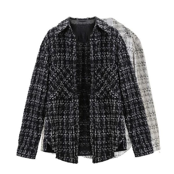 women's jackets 2021 spring and autumn trend coat silver braided plaid shirt loose long-sleeved, Black;brown
women's jackets 2021 spring and autumn trend coat silver braided plaid shirt loose long-sleeved, Black;brown