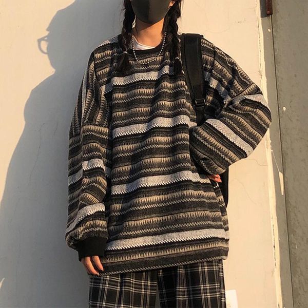 women's sweaters oversized sweater pullover women striped sweatshirt plus size knitted long sleeve casual winter, White;black
women's sweaters oversized sweater pullover women striped sweatshirt plus size knitted long sleeve casual winter, White;black