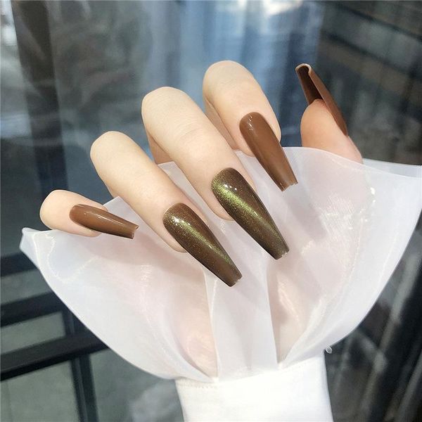 false nails 24pcs detachable glitter gourd cat's eye glossy fake nail long ballerina wearable full cover coffin art tips, Red;gold
false nails 24pcs detachable glitter gourd cat's eye glossy fake nail long ballerina wearable full cover coffin art tips, Red;gold