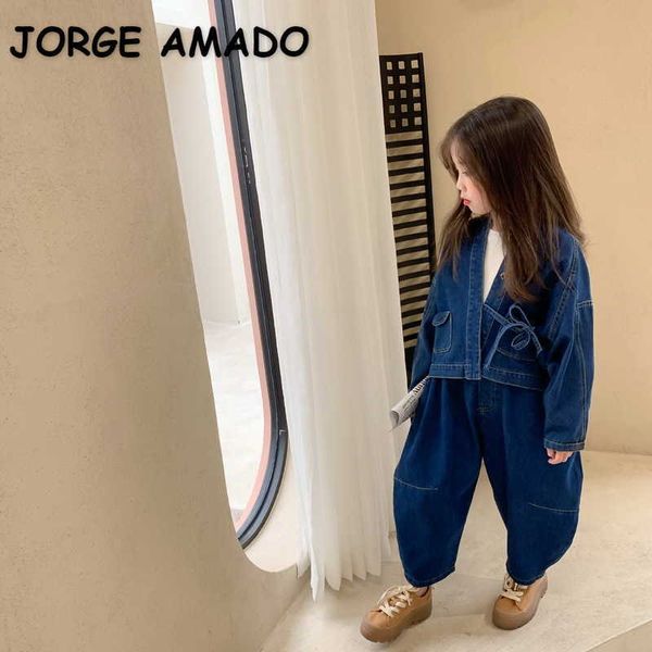 spring korean style kids girls boys 2-pcs sets denim pocket jacket + wide leg pants children clothes e168 210610, White
spring korean style kids girls boys 2-pcs sets denim pocket jacket + wide leg pants children clothes e168 210610, White