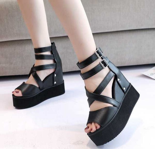 womens platform peep toe sandals summer wedge high heels punk roman gothic shoes, Black
womens platform peep toe sandals summer wedge high heels punk roman gothic shoes, Black
