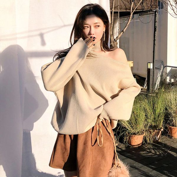 women's sweaters women one shoulder sweater loose plush pullovers solid warm fashion long sleeve female knitted streetwear autumn, White;black
women's sweaters women one shoulder sweater loose plush pullovers solid warm fashion long sleeve female knitted streetwear autumn, White;black