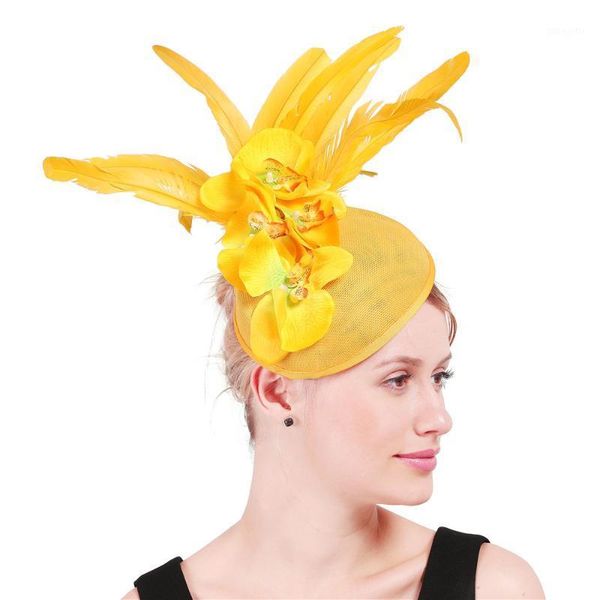 vintage yellow feather millinery cocktail hat sinamay base fascinator headwear occasion red bridal veils hair accessories xmf3201
vintage yellow feather millinery cocktail hat sinamay base fascinator headwear occasion red bridal veils hair accessories xmf3201