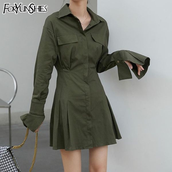 women's army green slim pleated dress ladies single breasted flare long sleeve mini dresses 2021 autumn fashion casual, Black;gray
women's army green slim pleated dress ladies single breasted flare long sleeve mini dresses 2021 autumn fashion casual, Black;gray