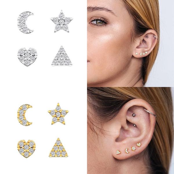 stud roxi 4pcs/set moon star heart triangle earrings for women 925 sterling silver jewelry wedding earing pendientes, Golden;silver
stud roxi 4pcs/set moon star heart triangle earrings for women 925 sterling silver jewelry wedding earing pendientes, Golden;silver