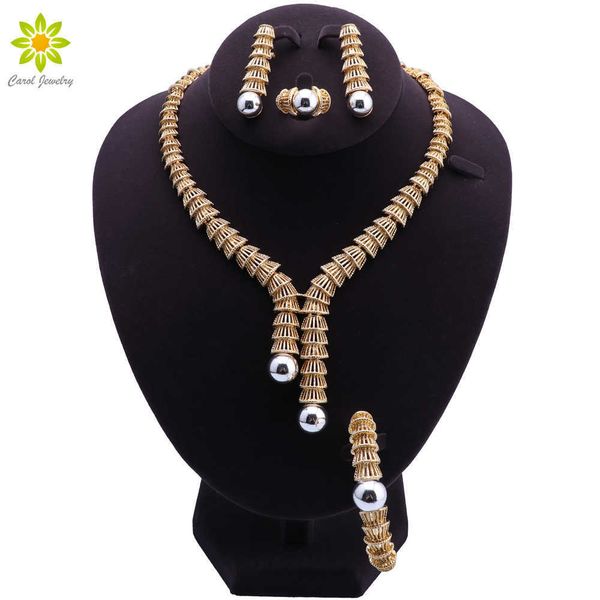 luxury dubai gold color jewelry sets for women necklace bracelet earrings ring african wedding bridal jewelry set h1022, Silver
luxury dubai gold color jewelry sets for women necklace bracelet earrings ring african wedding bridal jewelry set h1022, Silver