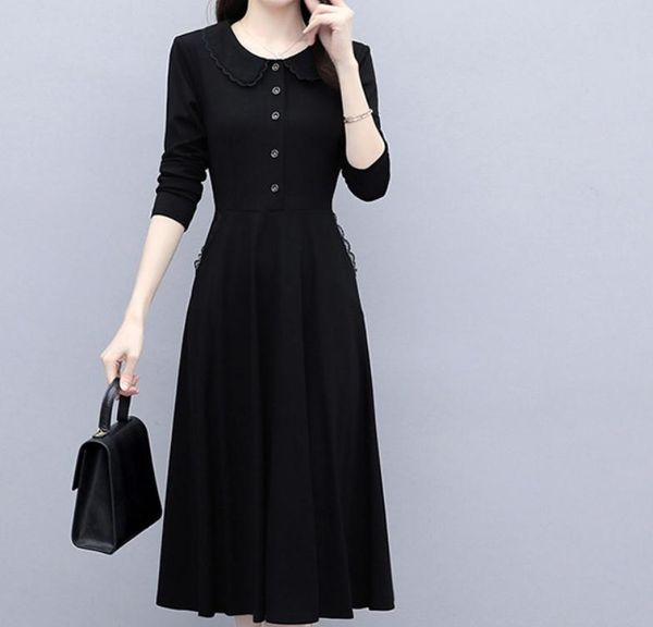 2021 spring and autumn fashion long sleeve women's dress @118, Black;gray 
2021 spring and autumn fashion long sleeve women's dress @118, Black;gray