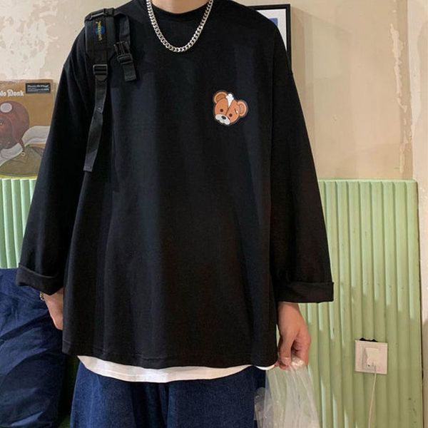 men's t-shirts men t shirt oversized long sleeve o neck bear print japan style harajuku fashion hip loose casual male cotthon top, White;black
men's t-shirts men t shirt oversized long sleeve o neck bear print japan style harajuku fashion hip loose casual male cotthon top, White;black