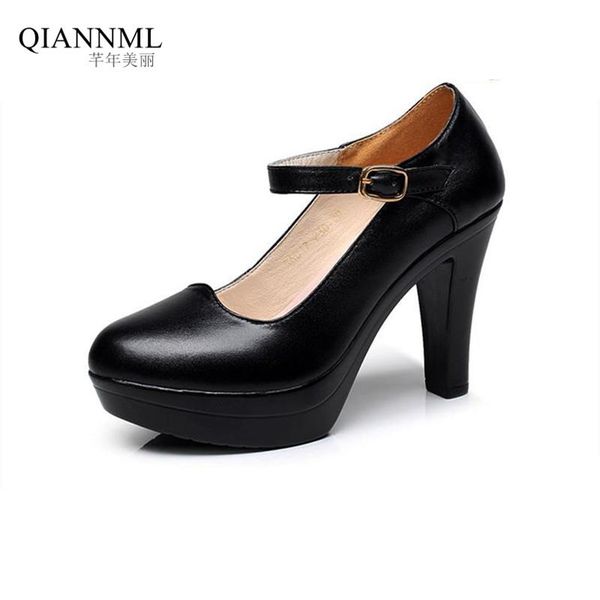 dress shoes fashion genuine leather platform pumps 2021 ankle buckle high heels ladies footwer for office mary janes, Black 
dress shoes fashion genuine leather platform pumps 2021 ankle buckle high heels ladies footwer for office mary janes, Black
