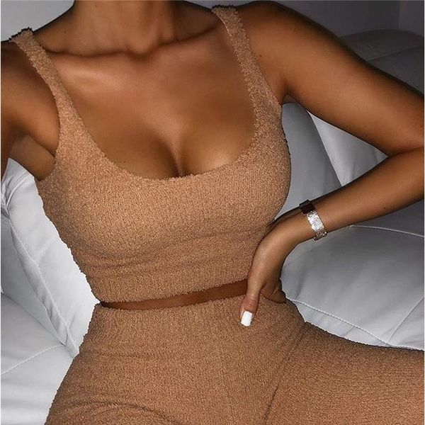 fuzzy two piece outfits wide leg pants comfy set for women 2 home suit homewear crop tank casual lounge wear women's tracksuits, Gray
fuzzy two piece outfits wide leg pants comfy set for women 2 home suit homewear crop tank casual lounge wear women's tracksuits, Gray