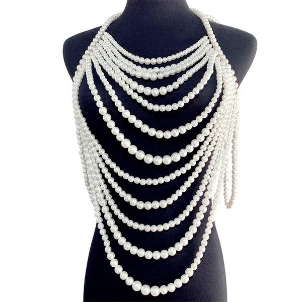chains women imitation pearl beaded bib choker necklace body chain shawl collar jewelry female party luxurious decorative, Silver
chains women imitation pearl beaded bib choker necklace body chain shawl collar jewelry female party luxurious decorative, Silver