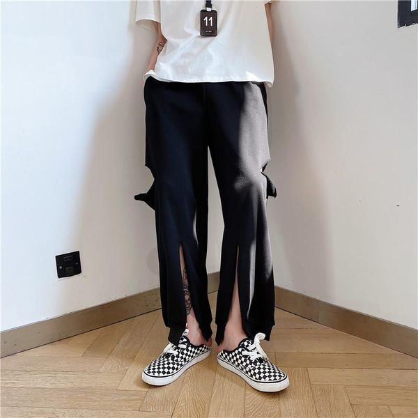 men hole sweatpants 2021 dark fashion split fork trousers casual vintage pant loose japanese streetwear hip hop male clothing men's pan, Black
men hole sweatpants 2021 dark fashion split fork trousers casual vintage pant loose japanese streetwear hip hop male clothing men's pan, Black