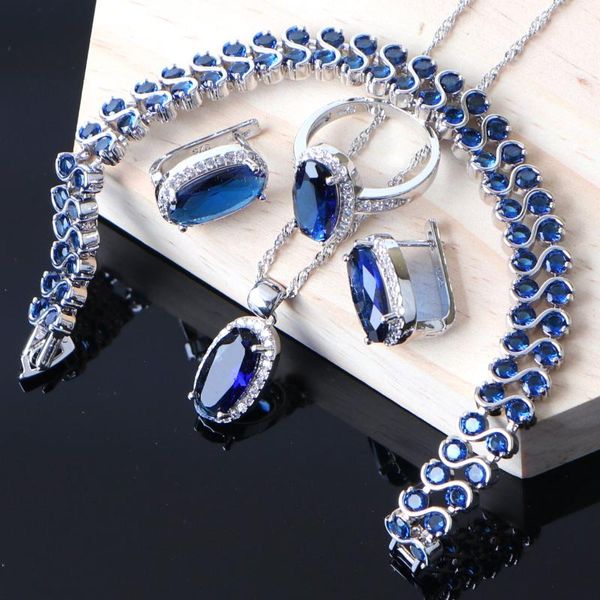 wedding jewelry sets women costume silver 925 luxury blue zirconia jewellery bridal earrings pendant necklace bracelet ring, Slivery;golden
wedding jewelry sets women costume silver 925 luxury blue zirconia jewellery bridal earrings pendant necklace bracelet ring, Slivery;golden