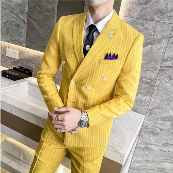 men's suits & blazers men's three-piece suit, pure cotton, for business, blazer/striped man, wedding dress cq1g, White;black
men's suits & blazers men's three-piece suit, pure cotton, for business, blazer/striped man, wedding dress cq1g, White;black