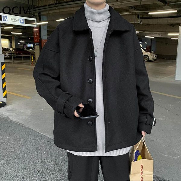 men's wool & blends winter thick short woolen coat warm fashion solid casual outerwear street-wear loose korean male all-match harajuku, Black
men's wool & blends winter thick short woolen coat warm fashion solid casual outerwear street-wear loose korean male all-match harajuku, Black