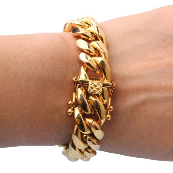 link, chain 15mm 7-11" arrive 316l stainless steel golden miami curb cuban link bracelet fashion daily jewelry xmas gift, Black
link, chain 15mm 7-11" arrive 316l stainless steel golden miami curb cuban link bracelet fashion daily jewelry xmas gift, Black