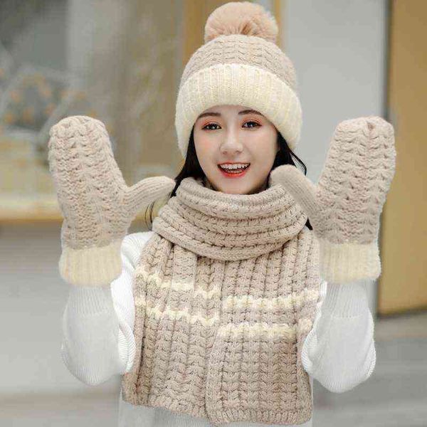 women winter 3pcs pompom beanie hat long scarf gloves set contrast color chunky knit plush lined skull cap neck warmer, Blue;gray
women winter 3pcs pompom beanie hat long scarf gloves set contrast color chunky knit plush lined skull cap neck warmer, Blue;gray