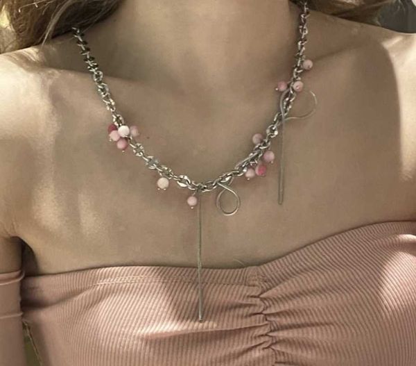 chokers star same style tassel clavicle chain chinese punk gradient cherry string winding stacking necklace female jewelry, Golden;silver