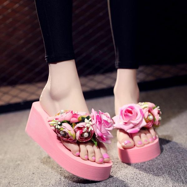 slippers ladies summer handmade flip flop flowers decoration female flops high heel bohemia beach sandal shoes, Black
slippers ladies summer handmade flip flop flowers decoration female flops high heel bohemia beach sandal shoes, Black