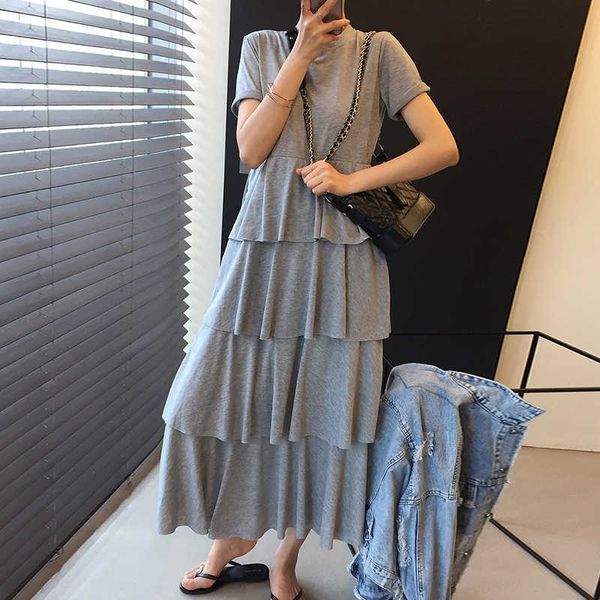 summer casual all-match o neck short sleeve grey cotton dress women cake black t shirts dresses loose vestido de mujer 210610, Black;gray
summer casual all-match o neck short sleeve grey cotton dress women cake black t shirts dresses loose vestido de mujer 210610, Black;gray