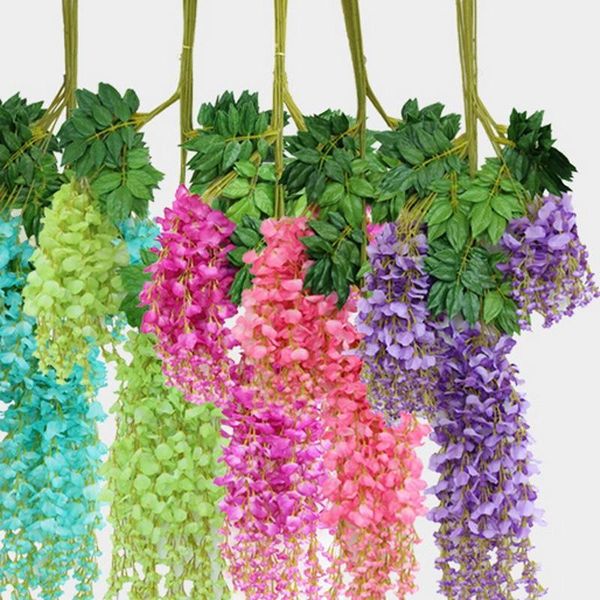 other accessories 12pcs 110cm artificial flower hanging plant silk wisteria fake garden plants wedding decoration home supplies, White
other accessories 12pcs 110cm artificial flower hanging plant silk wisteria fake garden plants wedding decoration home supplies, White
