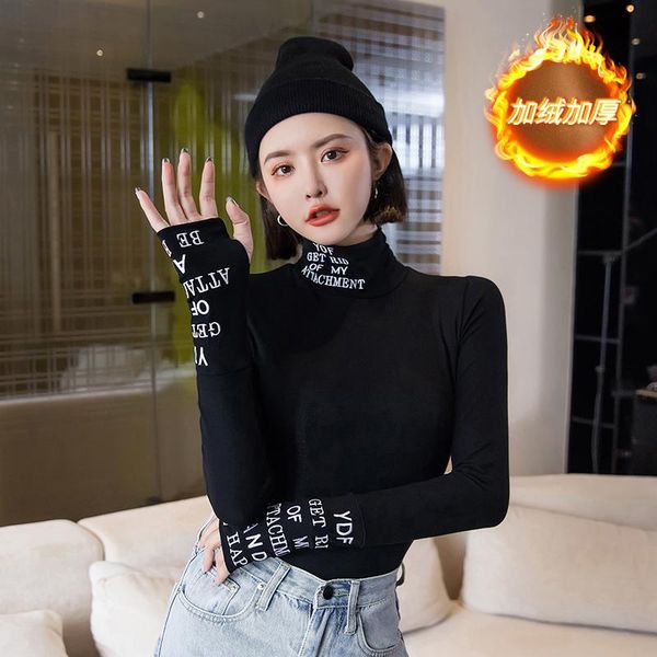 women's t-shirt t shirt women long sleeve 2021 kpop clothes finger hole black turtleneck tight lettter print fleece winter korean xc02, White
women's t-shirt t shirt women long sleeve 2021 kpop clothes finger hole black turtleneck tight lettter print fleece winter korean xc02, White