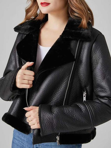 women's leather & faux autumn winter women pu fuax soft short jacket motorcycle thick warm coats velvet padded ladies street outwear, Black
women's leather & faux autumn winter women pu fuax soft short jacket motorcycle thick warm coats velvet padded ladies street outwear, Black