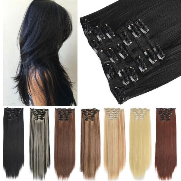 clip in synthetic straight hair 22"140g 6pcs/set heat resistant hairpieces wigs, Black
clip in synthetic straight hair 22"140g 6pcs/set heat resistant hairpieces wigs, Black