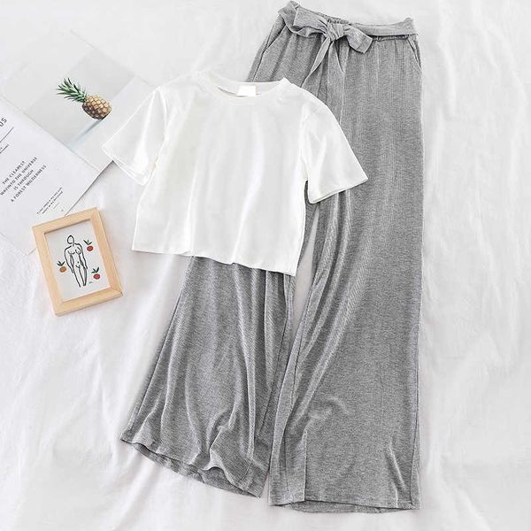 2 two piece set women ribbed o neck crop and long pants summer short sleeve tracksuit outfits 210601, White
2 two piece set women ribbed o neck crop and long pants summer short sleeve tracksuit outfits 210601, White
