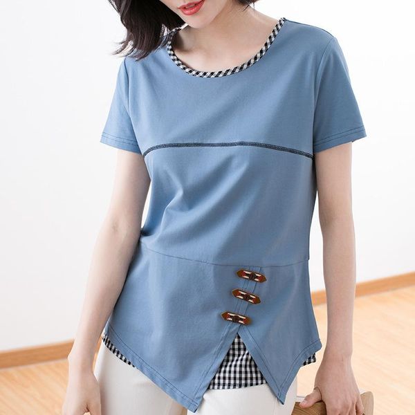 women's blouses & shirts camisas mujer 2021 summer button plaid blouse patchwork cotton short sleeve shirt women plus size woman clothe, White
women's blouses & shirts camisas mujer 2021 summer button plaid blouse patchwork cotton short sleeve shirt women plus size woman clothe, White
