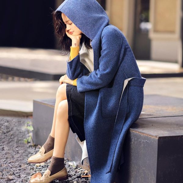 women's wool & blends women double sided cashmere overcoats winter woolen jackets high end long handmade navy hoodied outwear plus size, Black
women's wool & blends women double sided cashmere overcoats winter woolen jackets high end long handmade navy hoodied outwear plus size, Black