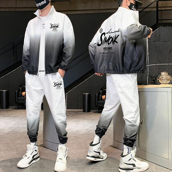 men's tracksuits hip hop gradient letter tracksuit men zipper stand collar jacket 2 piece set 2021 sport fashion jogger big sizetracksu, Gray
men's tracksuits hip hop gradient letter tracksuit men zipper stand collar jacket 2 piece set 2021 sport fashion jogger big sizetracksu, Gray