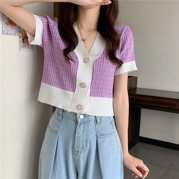 women patched v neck knitted womens sweaters short sleeve thin cardigans lady vintage single breasted sweater crop female, White;black
women patched v neck knitted womens sweaters short sleeve thin cardigans lady vintage single breasted sweater crop female, White;black