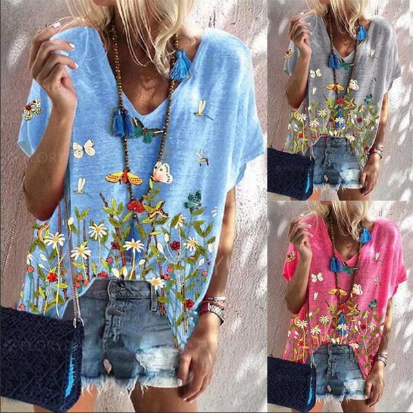 women's t-shirt 2021 fashion summer pullover floral print short sleeve loose plus size casual basic, White
women's t-shirt 2021 fashion summer pullover floral print short sleeve loose plus size casual basic, White