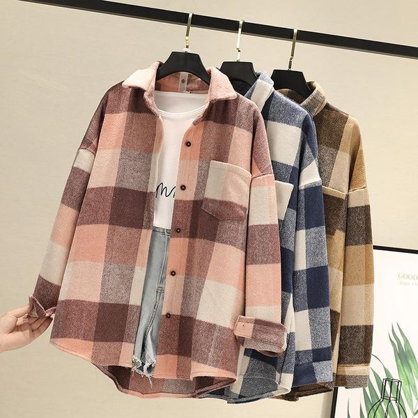 winter thick woolen plaid shirts coat womens blouses and long sleeve lady loose checked female clothing outwear plus size women's, White
winter thick woolen plaid shirts coat womens blouses and long sleeve lady loose checked female clothing outwear plus size women's, White
