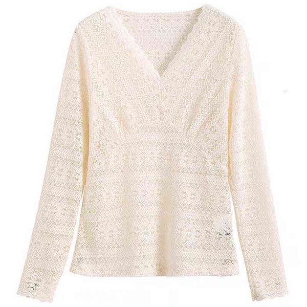 women's sweaters figure showing v-neck lace bottoming shirt 2021 hollow perspective long sleeve lace blouse women, White;black
women's sweaters figure showing v-neck lace bottoming shirt 2021 hollow perspective long sleeve lace blouse women, White;black