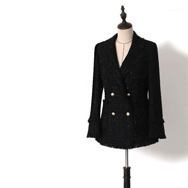 handmade luxury blazer suits for women fashion tweed notched collar double breasted blazers black women's &, White;black
handmade luxury blazer suits for women fashion tweed notched collar double breasted blazers black women's &, White;black