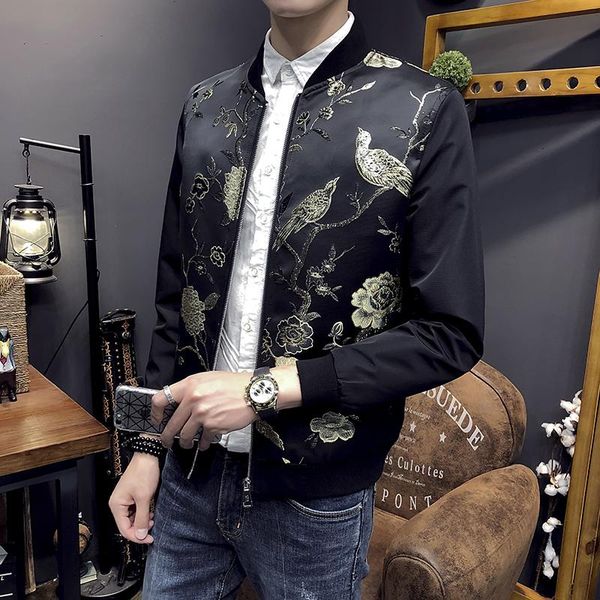 men's jackets gzdeerax stand collar mens luxury embroidery zipper and coats fashion spring slim fit casual man, Black;brown
men's jackets gzdeerax stand collar mens luxury embroidery zipper and coats fashion spring slim fit casual man, Black;brown