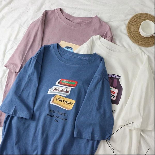 women t shirt womens casual round neck cartoon letters print short sleeve loose pullover drop good quality, White
women t shirt womens casual round neck cartoon letters print short sleeve loose pullover drop good quality, White