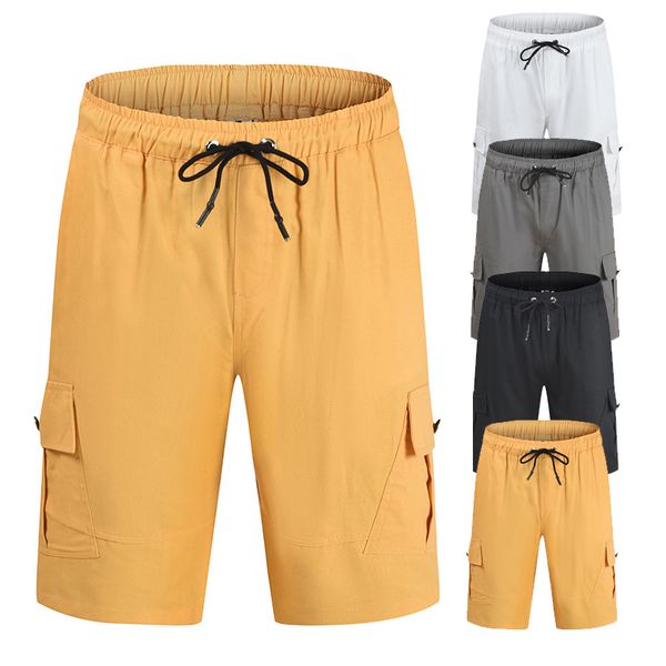 men's shorts summer trend rope casual straight multi pocket capris, White;black
men's shorts summer trend rope casual straight multi pocket capris, White;black