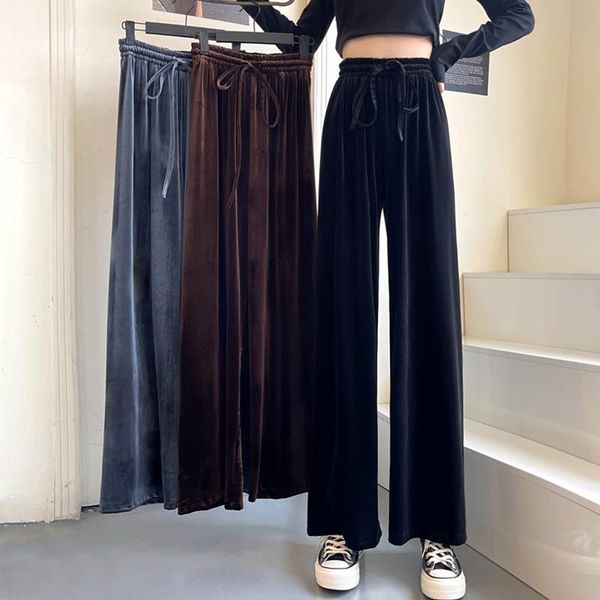 women's pants & capris all-match loose straight black velvet wide leg women autumn high waist retro trousers sweatpants pantalones de, Black;white
women's pants & capris all-match loose straight black velvet wide leg women autumn high waist retro trousers sweatpants pantalones de, Black;white