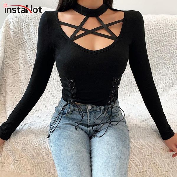 women's t-shirt insta gothic hollow out pentagram t shirt women bandage side drawstring slim long sleeve casual clothing black, White
women's t-shirt insta gothic hollow out pentagram t shirt women bandage side drawstring slim long sleeve casual clothing black, White