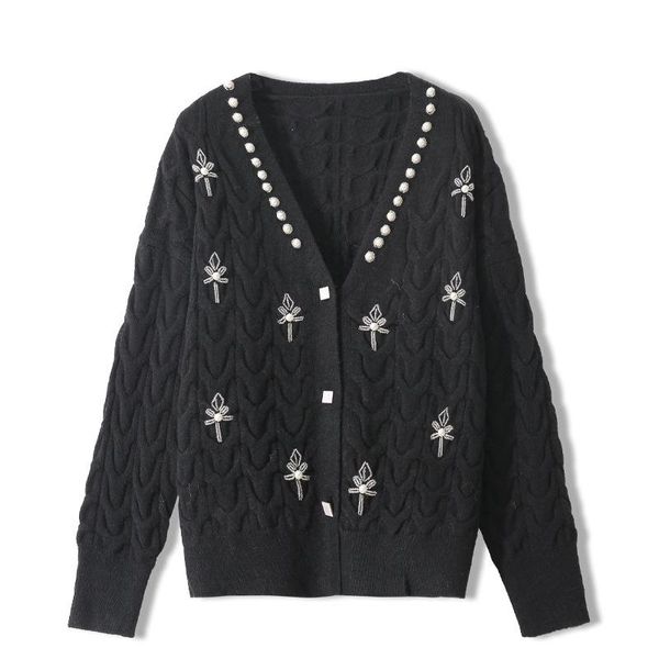 women's sweaters spring autumn knitted cardigans v-neck pearls long sleeve single breasted casual sweater women outerwear ta37005, White;black
women's sweaters spring autumn knitted cardigans v-neck pearls long sleeve single breasted casual sweater women outerwear ta37005, White;black