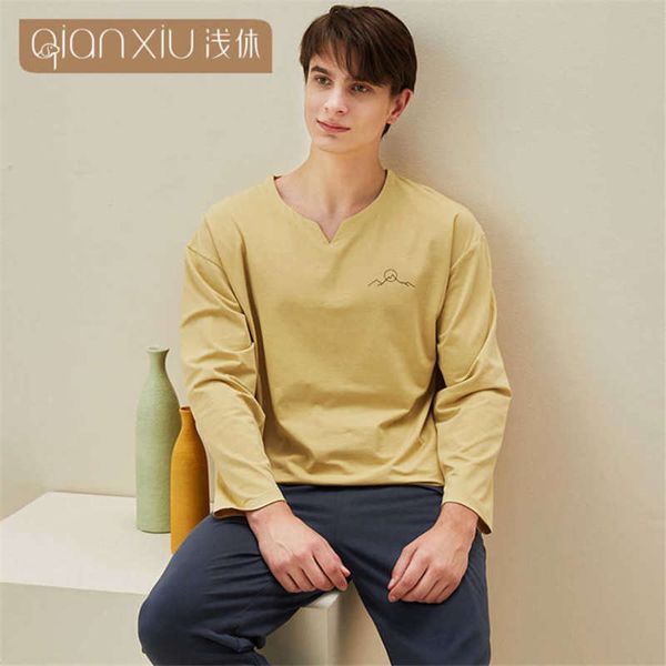 sleepwear male spring autumn cotton bamboo fiber men pajamas set casual long sleeve + long pants 2 pieces men's pajama pullover 210928, Black;brown
sleepwear male spring autumn cotton bamboo fiber men pajamas set casual long sleeve + long pants 2 pieces men's pajama pullover 210928, Black;brown