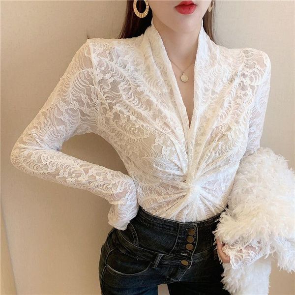 women spring summer style lace blouses shirts lady casual long sleeve v-neck blusas df3994 women's &, White
women spring summer style lace blouses shirts lady casual long sleeve v-neck blusas df3994 women's &, White