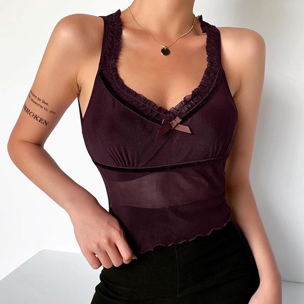 deep v neck tank women ruffle sleeveless mesh perspective fashion femmal vest party club streetwear, White
deep v neck tank women ruffle sleeveless mesh perspective fashion femmal vest party club streetwear, White