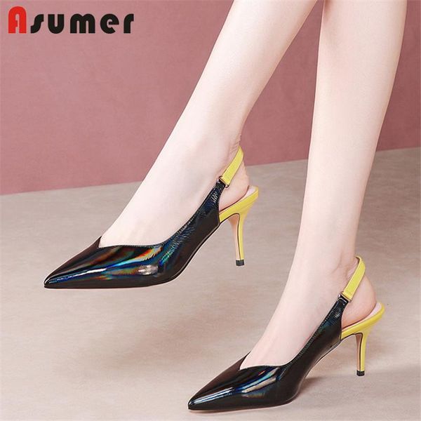 dress shoes asumer 2021 patent leather thin high heel ladies summer party wedding slingback pointed toe women pumps, Black
dress shoes asumer 2021 patent leather thin high heel ladies summer party wedding slingback pointed toe women pumps, Black