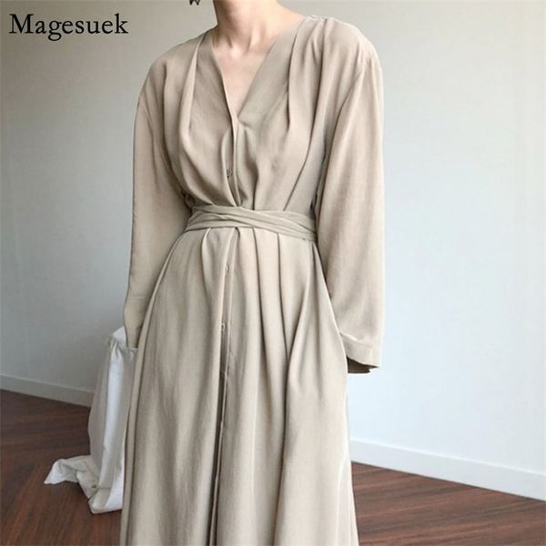 chic spring summer dress women lace up v-neck solid casual es buttons loose vintage oversize long vestidos 13205 210512, Black;gray
chic spring summer dress women lace up v-neck solid casual es buttons loose vintage oversize long vestidos 13205 210512, Black;gray