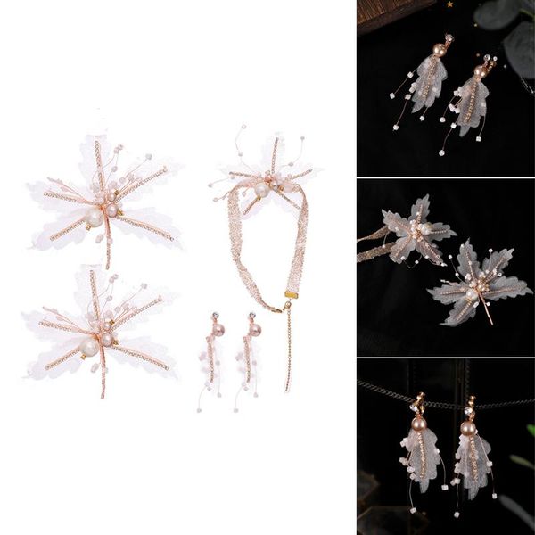 hair clips & barrettes head ornament with earrings set bride korean pearl spun flowers wedding dress accessories woven crystal hairpin maea9, Golden;silver 
hair clips & barrettes head ornament with earrings set bride korean pearl spun flowers wedding dress accessories woven crystal hairpin maea9, Golden;silver